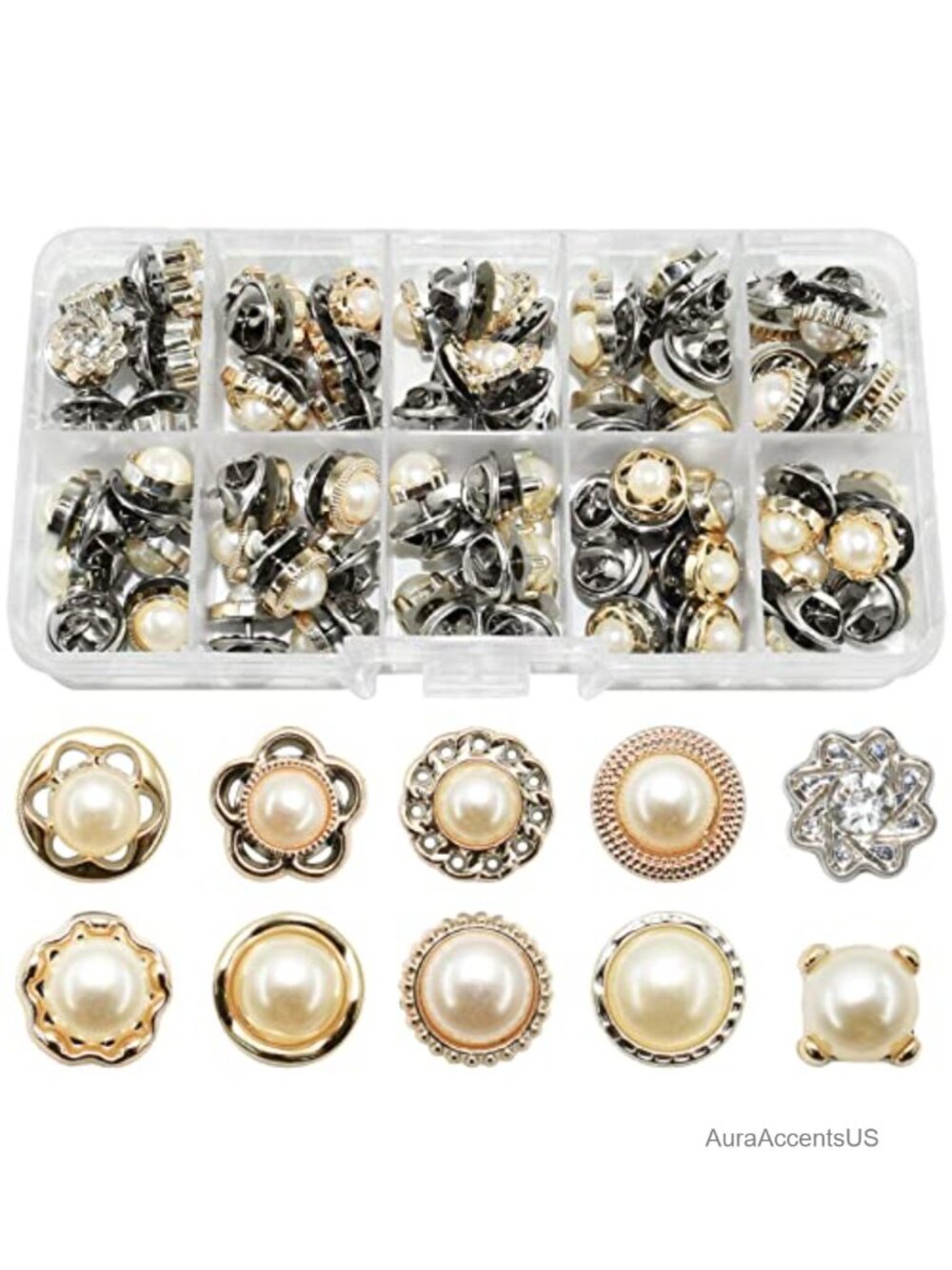 80 Pcs Brooch Buttons Cover Up Pin No-Sew Replacement 10 Styles Decorative